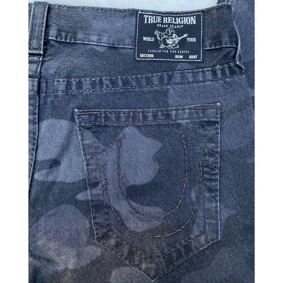 True Religion Gray Camo Rocco Moto Jeans Men’s 33/38 Inseam 33.5" Rise 12" - Picture 10 of 12